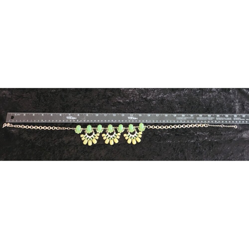 J. Crew Faux Jade Rhinestone Double Rolo Springtime Statement Necklace - Picture 3 of 5